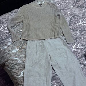 Ellen Fisher knitted sweater and linen pants